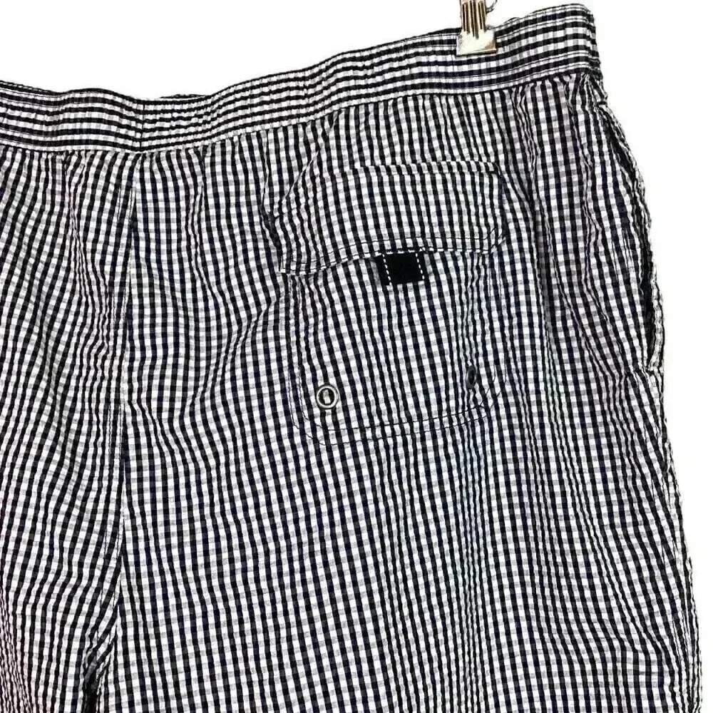 Lands End Mens XXL Seersucker Swim Trunks Shorts Blue White Cotton Blend Plaid - Picture 4 of 7